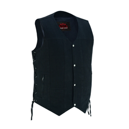 Denhawk Men's Tall Black Denim Motorcycle Vest