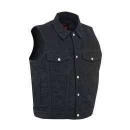 Dark moto  Men's Denim Motorcycle Vest  - Black