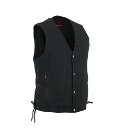 Outrider Men's Classic Black Denim Motorcycle  Vest