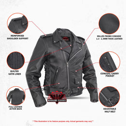 Classic Star Black Men's Leather Motorcycle Jacket