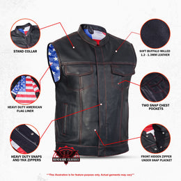 Pride Men's Leather Motorcycle Vest
