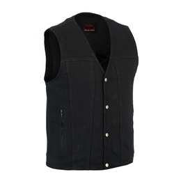 Black Shield Men's Black Denim Motorcycle Vest