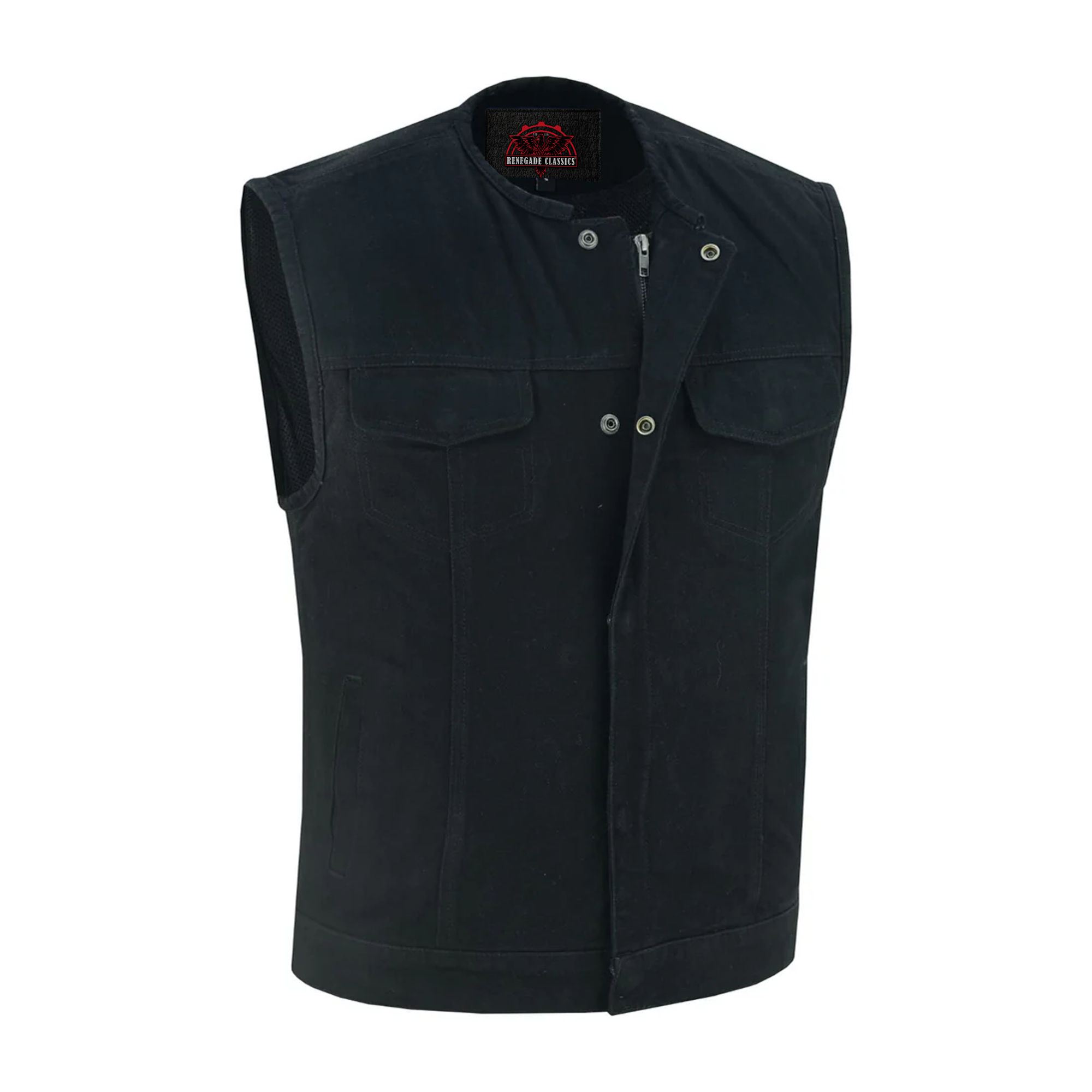 Nightcore Mens Black Denim Motorcycle Vest