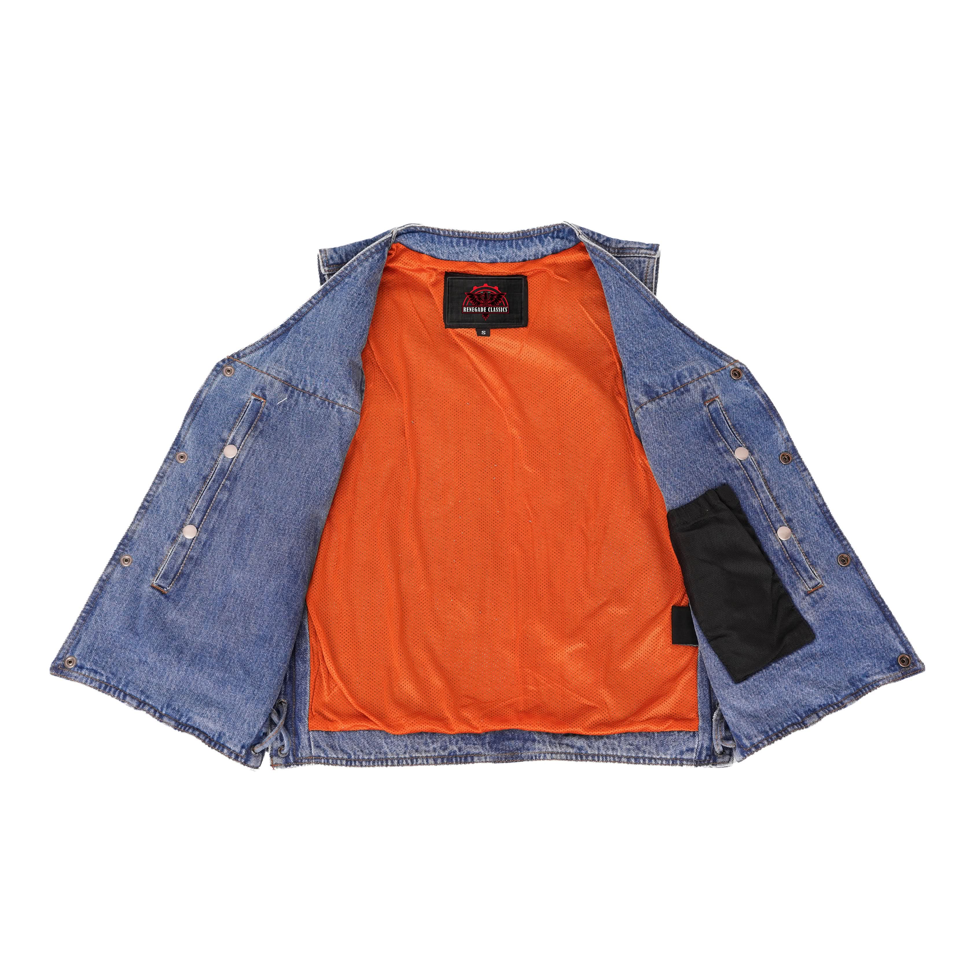 Seawaves Men's Blue Denim Motorcycle Vest