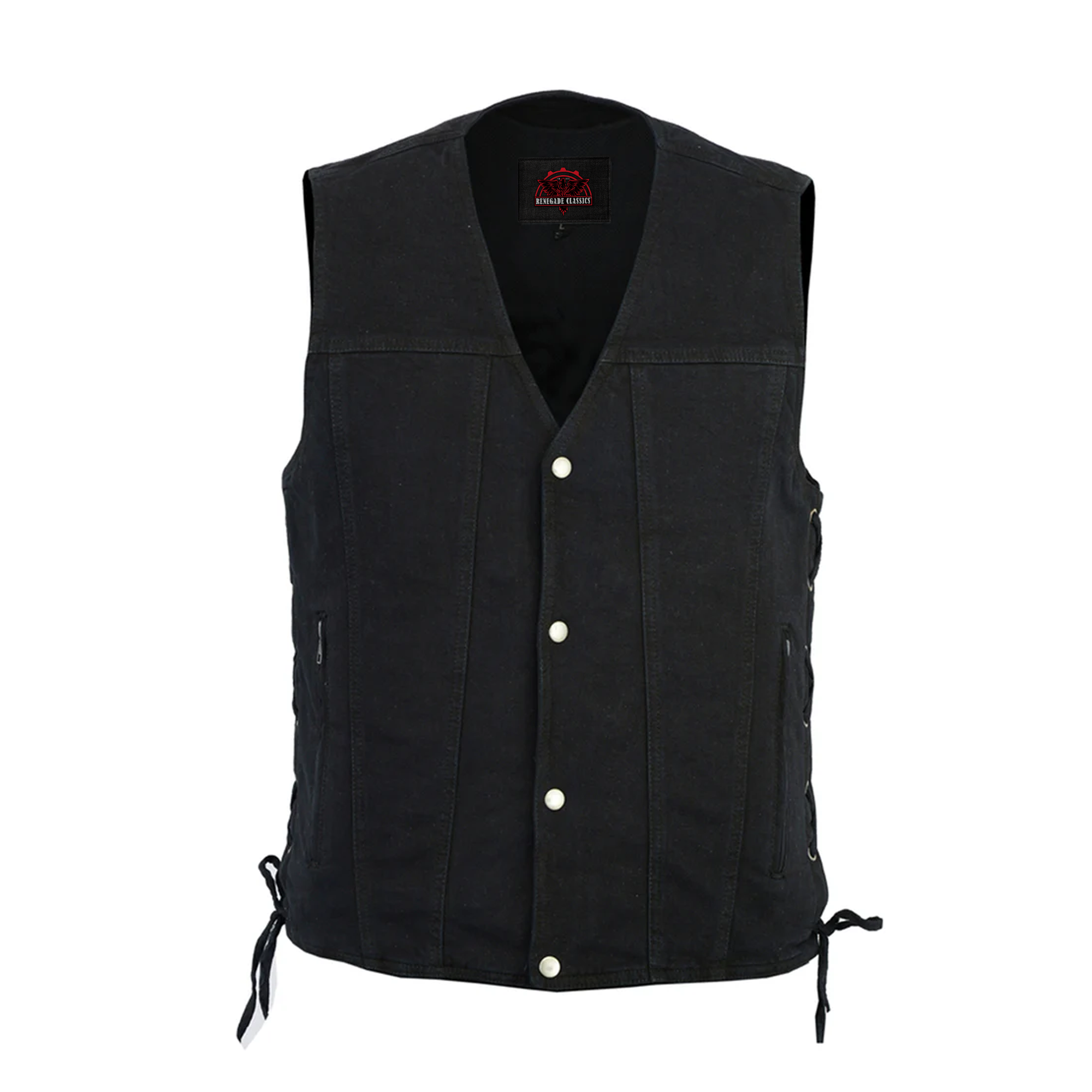 Outrider Men's Classic Black Denim Motorcycle  Vest