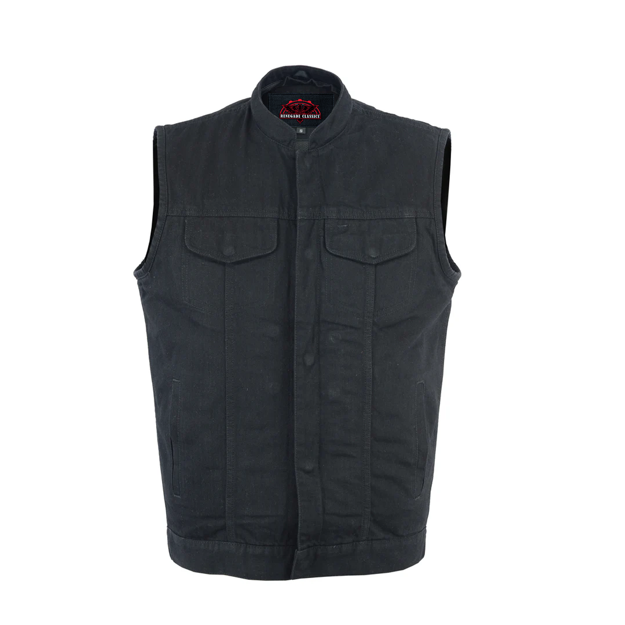 Shadowhood Men's Black Denim Motorcycle Vest