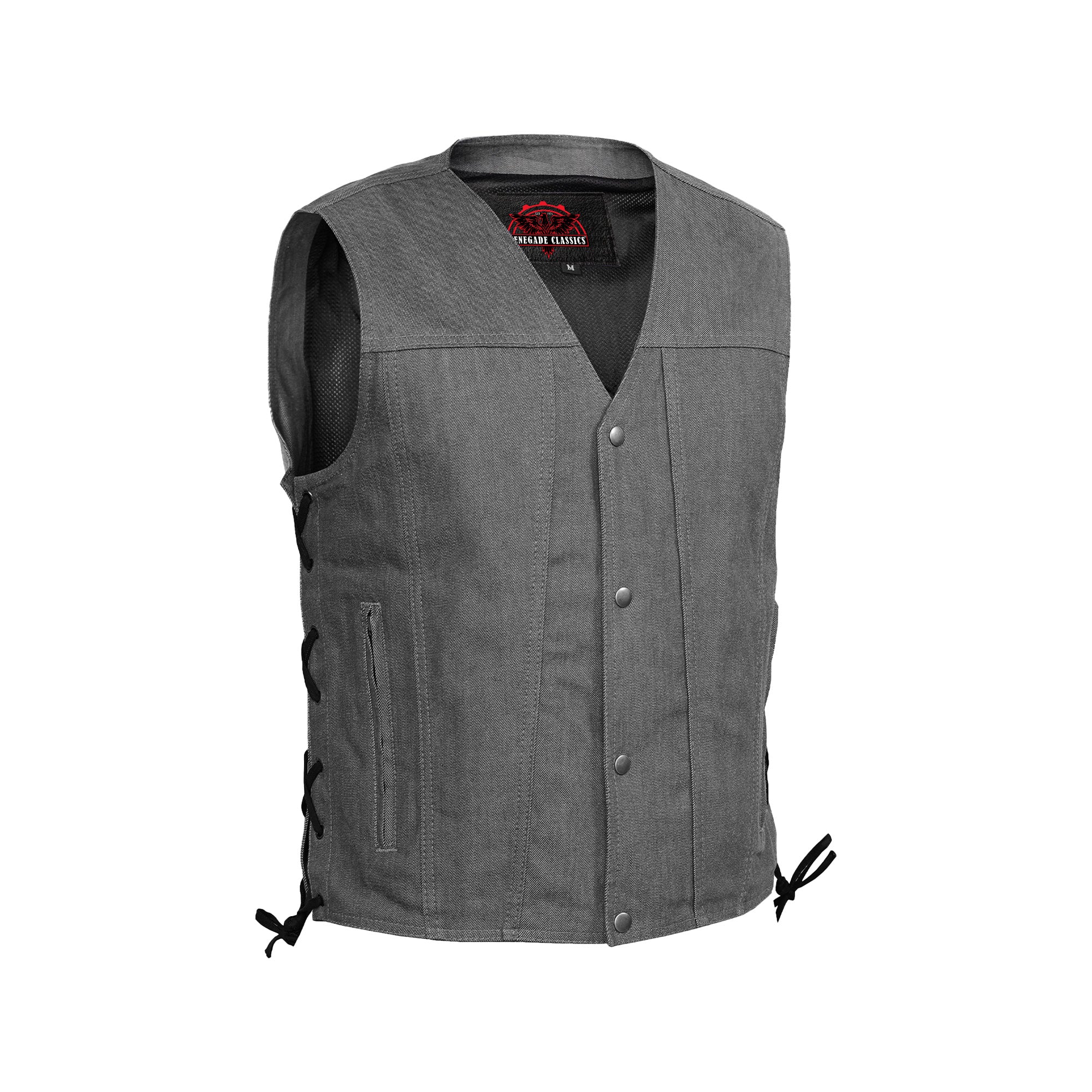 Stormcraft Men's Gray Denim Motorcycle Vest