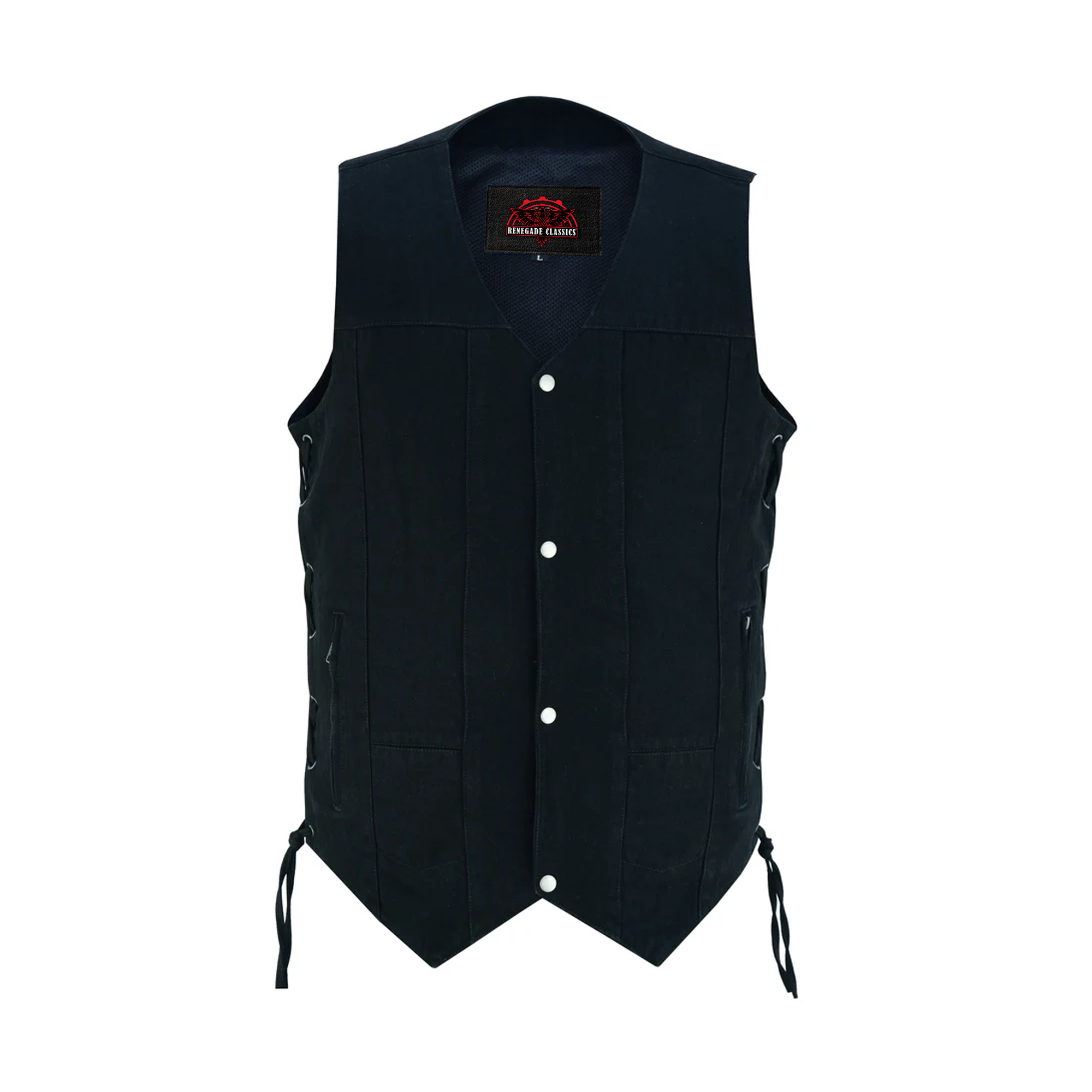 Denhawk Men's Tall Black Denim Motorcycle Vest
