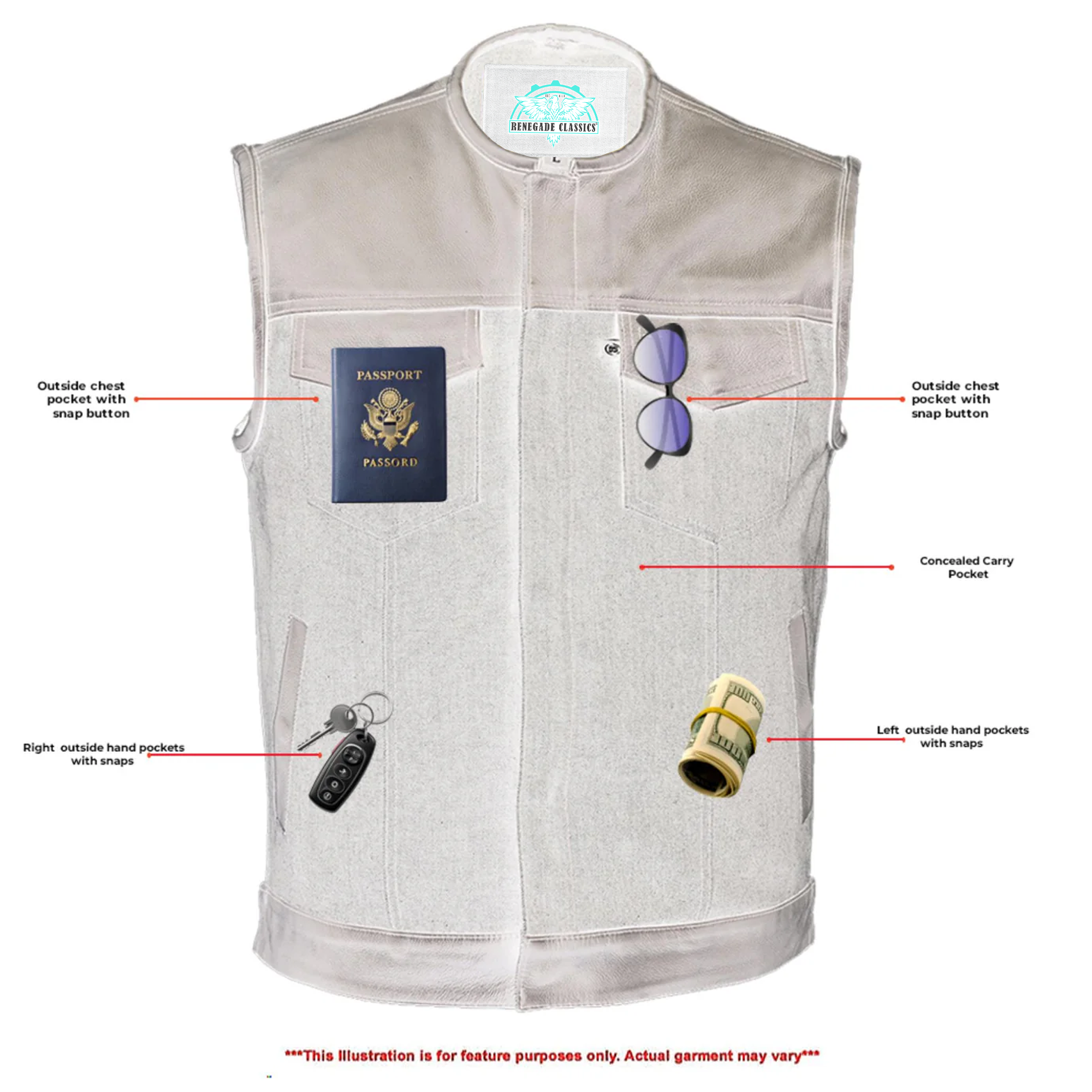 Blackfusion Men's Leather-Denim Combo Motorcycle  Vest