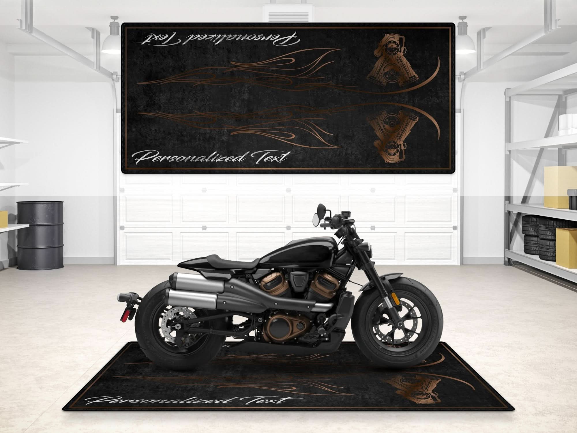 Designed Pit Mat for Cruiser Motorcycle "King of the V-Twins" - MM732