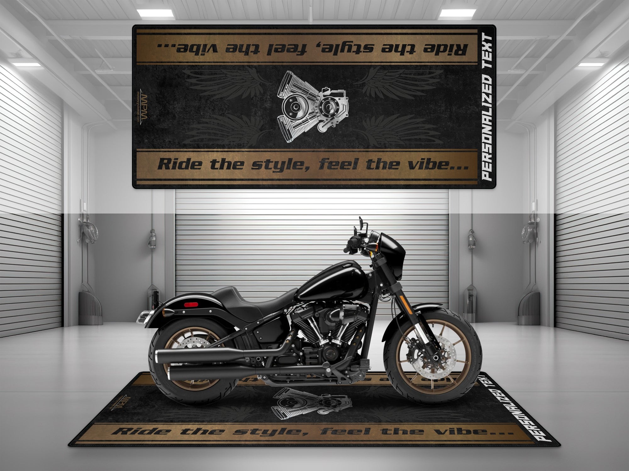 Motorcycle Mat for Cruiser Motorcycle "Ride The Style, Feel The Vibe" - MM736