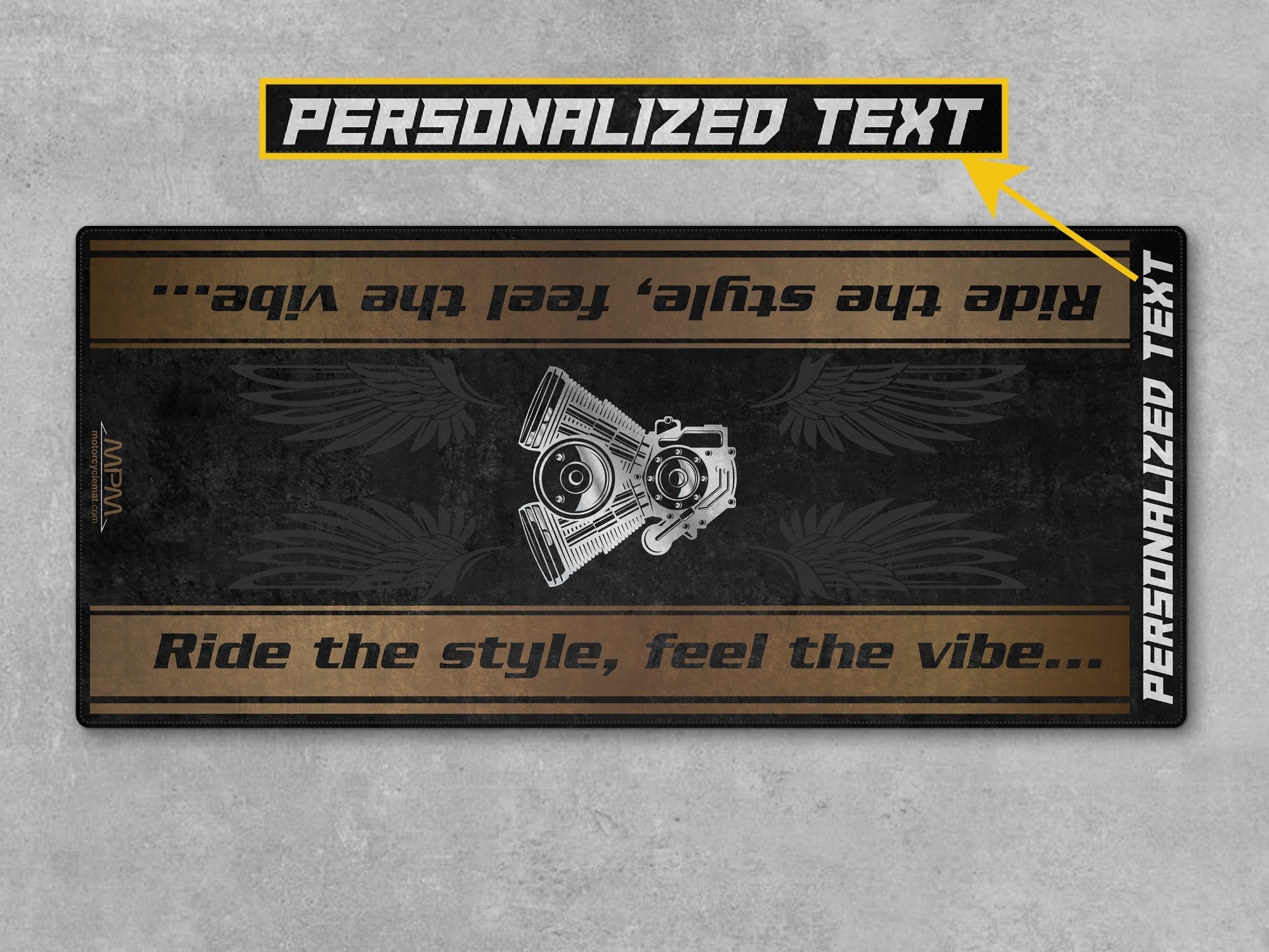 Motorcycle Mat for Cruiser Motorcycle "Ride The Style, Feel The Vibe" - MM736