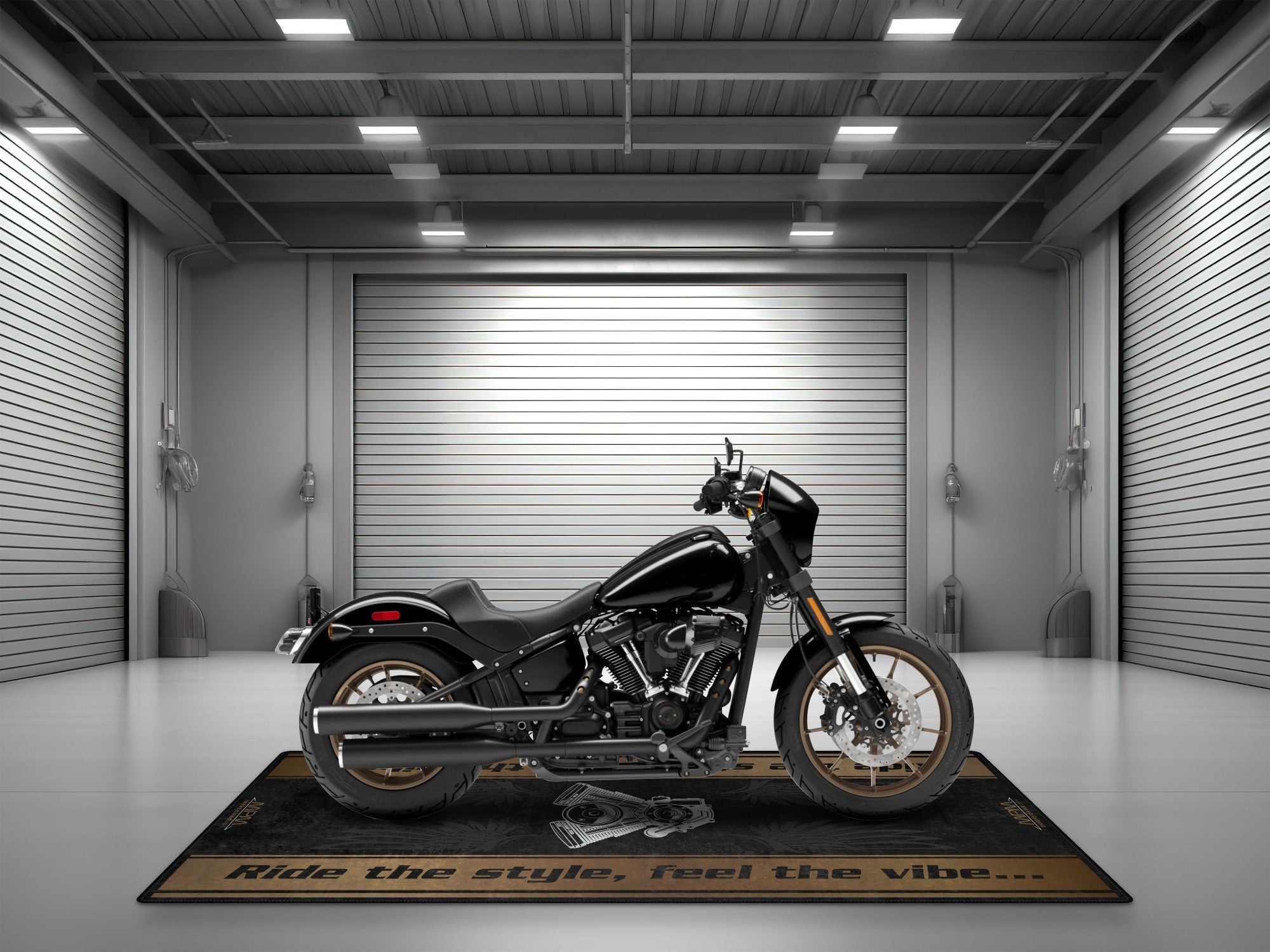 Motorcycle Mat for Cruiser Motorcycle "Ride The Style, Feel The Vibe" - MM736