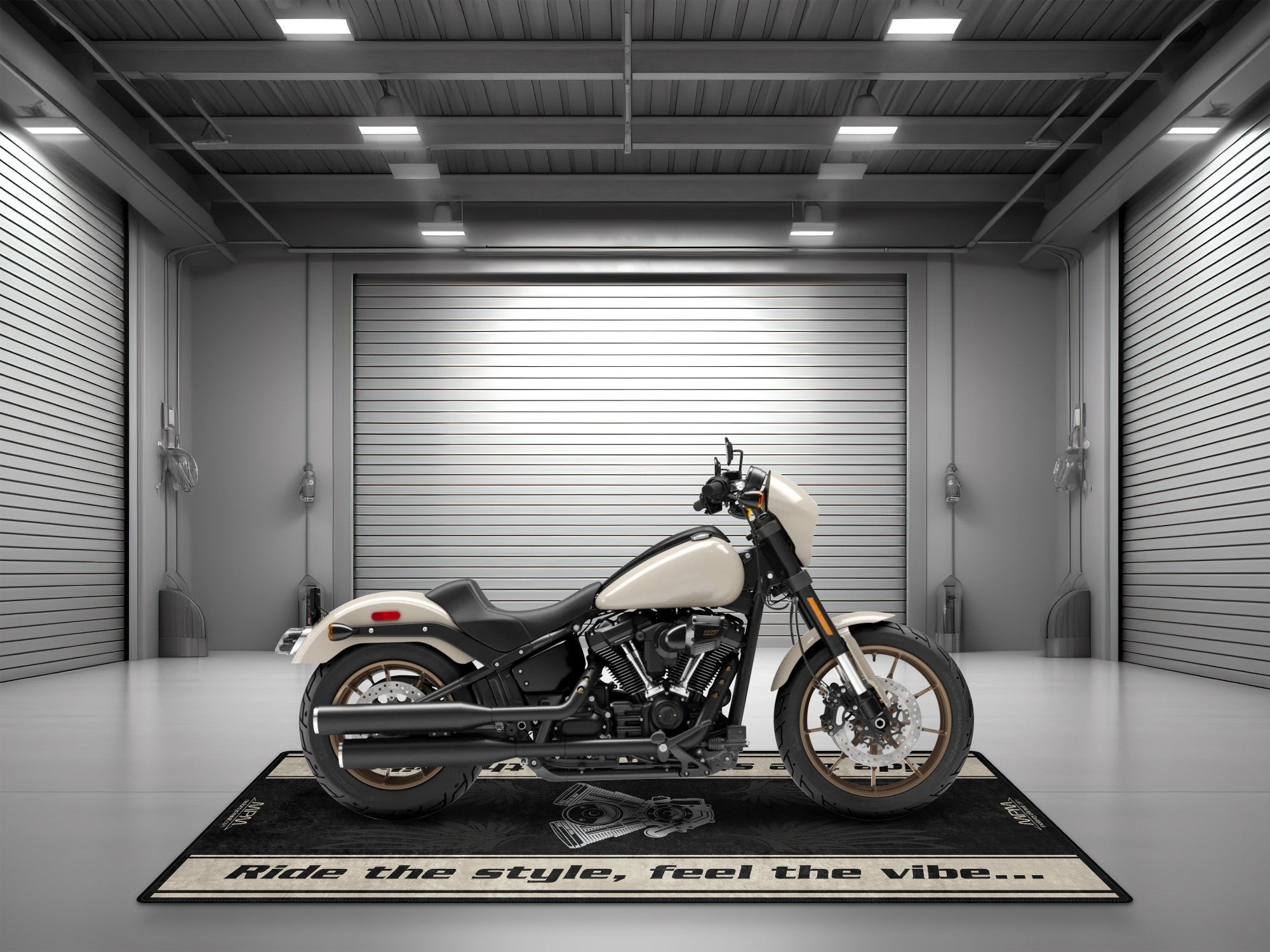 Motorcycle Mat for Cruiser Motorcycle "Ride The Style, Feel The Vibe" - MM736