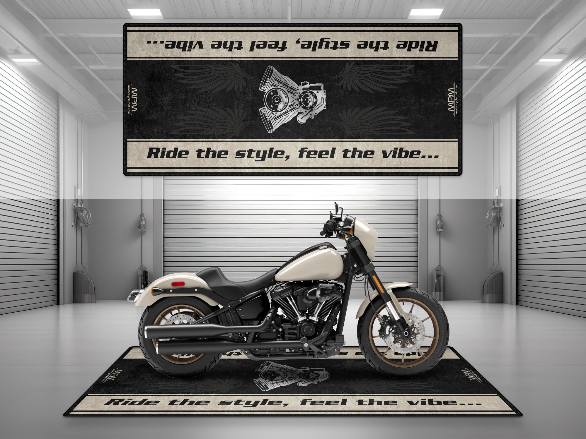Motorcycle Mat for Cruiser Motorcycle "Ride The Style, Feel The Vibe" - MM736