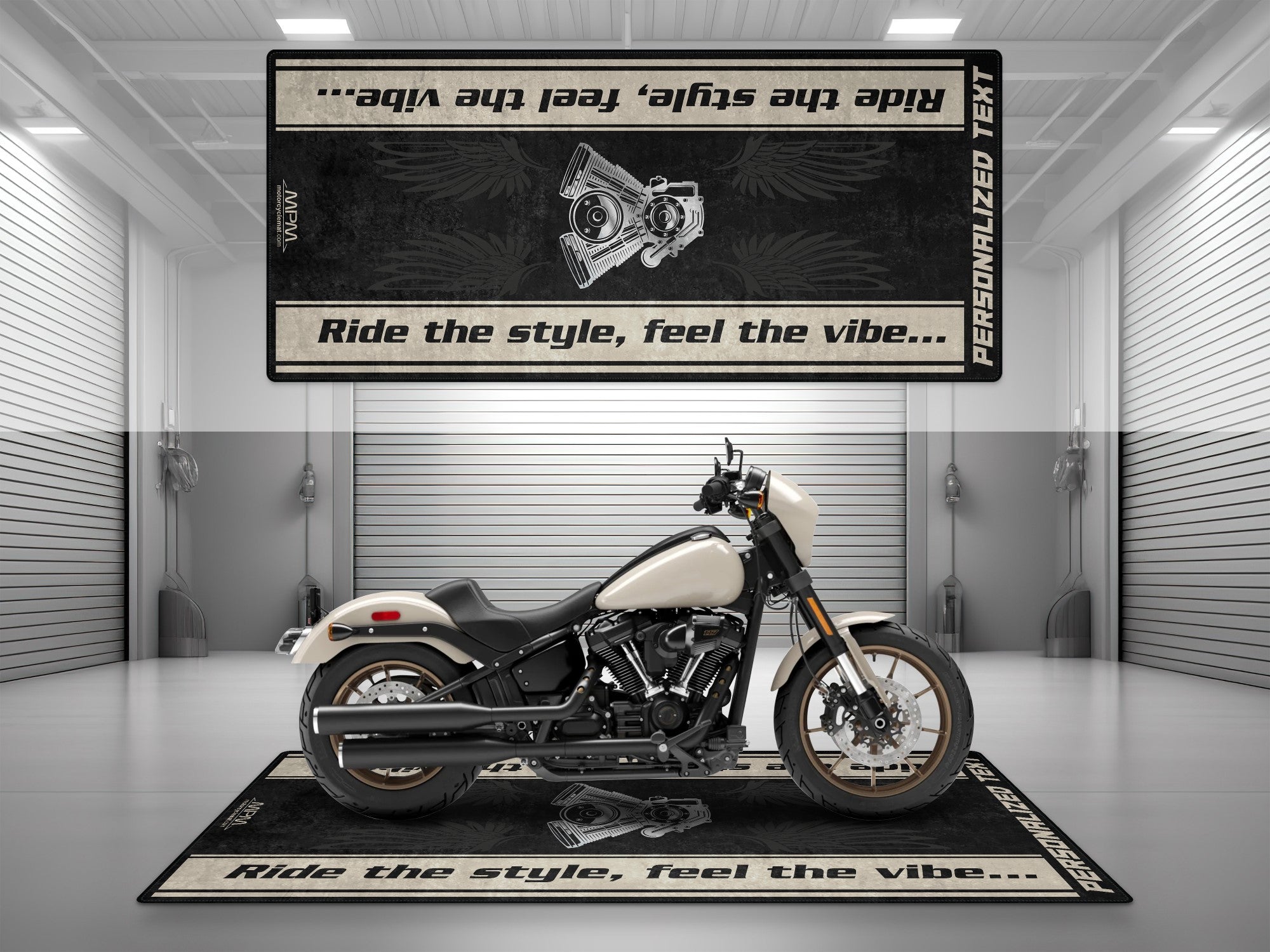 Motorcycle Mat for Cruiser Motorcycle "Ride The Style, Feel The Vibe" - MM736