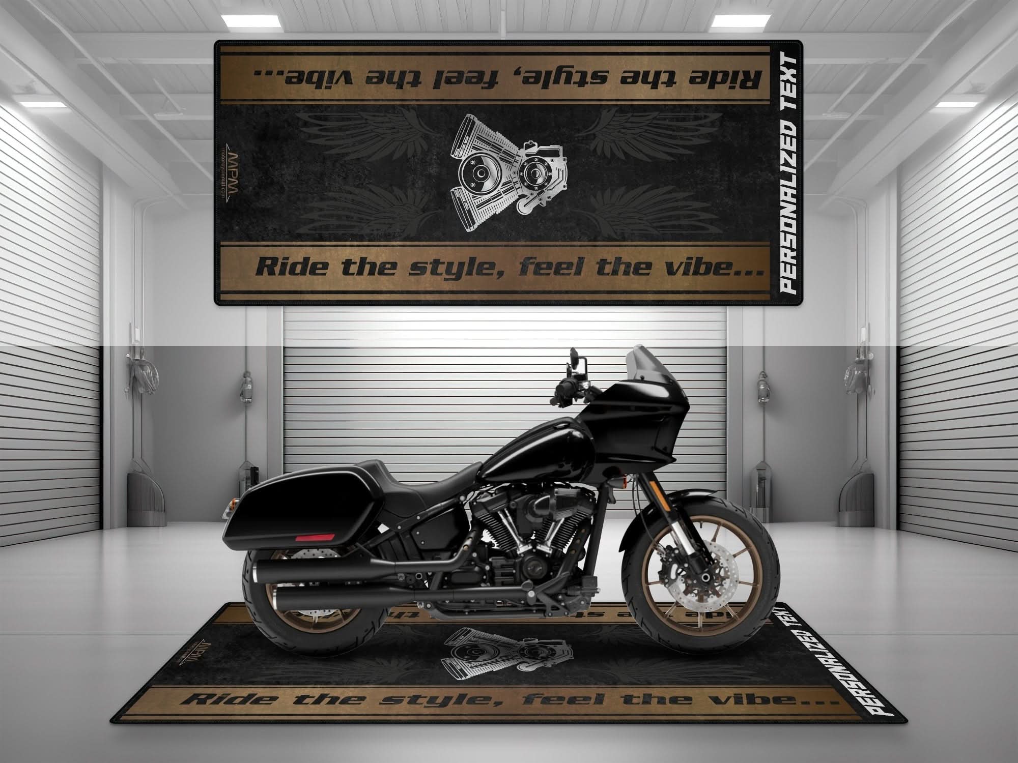 Motorcycle Mat for Cruiser Motorcycle "Ride The Style, Feel The Vibe" - MM737