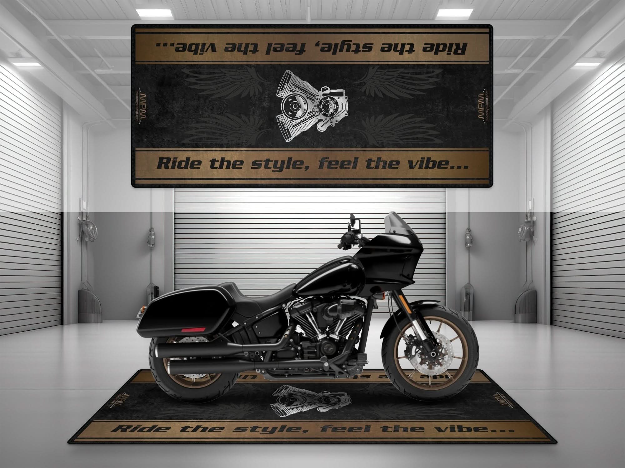 Motorcycle Mat for Cruiser Motorcycle "Ride The Style, Feel The Vibe" - MM737