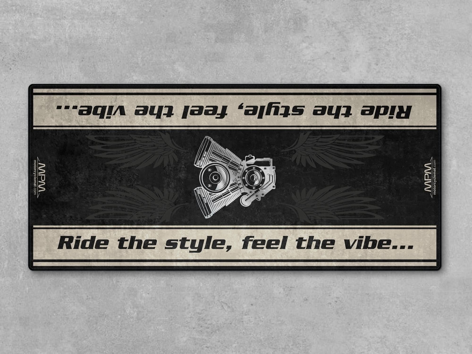 Motorcycle Mat for Cruiser Motorcycle "Ride The Style, Feel The Vibe" - MM737