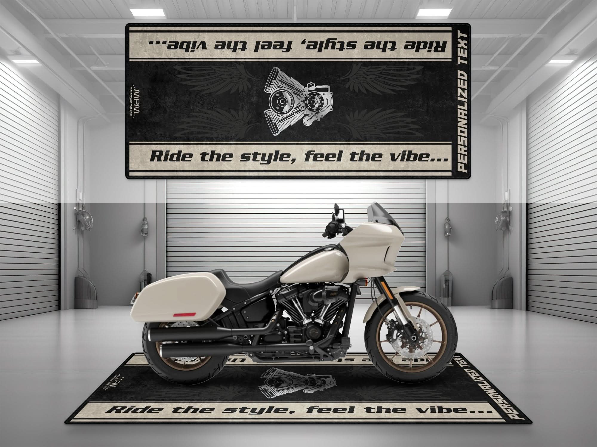Motorcycle Mat for Cruiser Motorcycle "Ride The Style, Feel The Vibe" - MM737