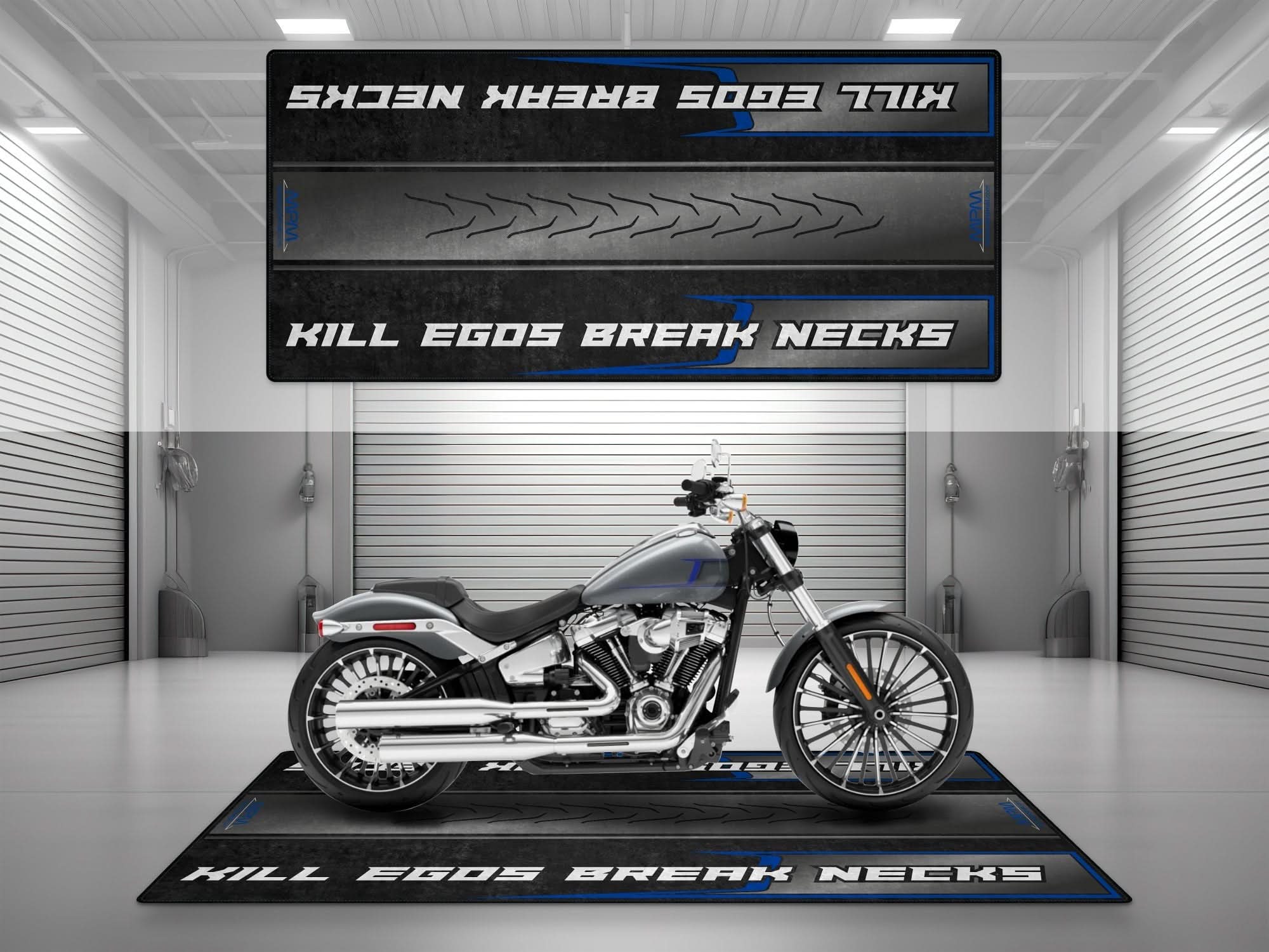 Motorcycle Mat for Cruiser Motorcycle "Kill Egos Break Necks" - MM739
