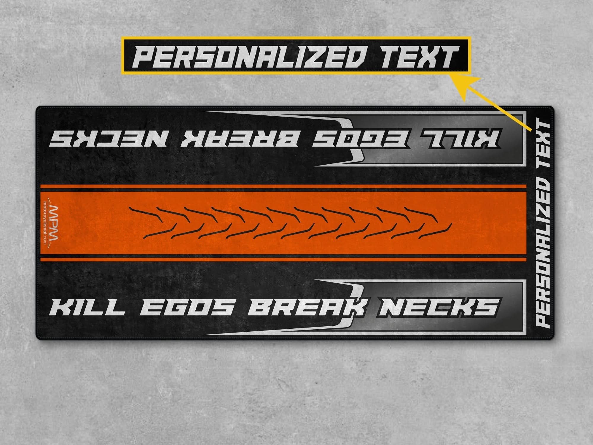 Motorcycle Mat for Cruiser Motorcycle "Kill Egos Break Necks" - MM739