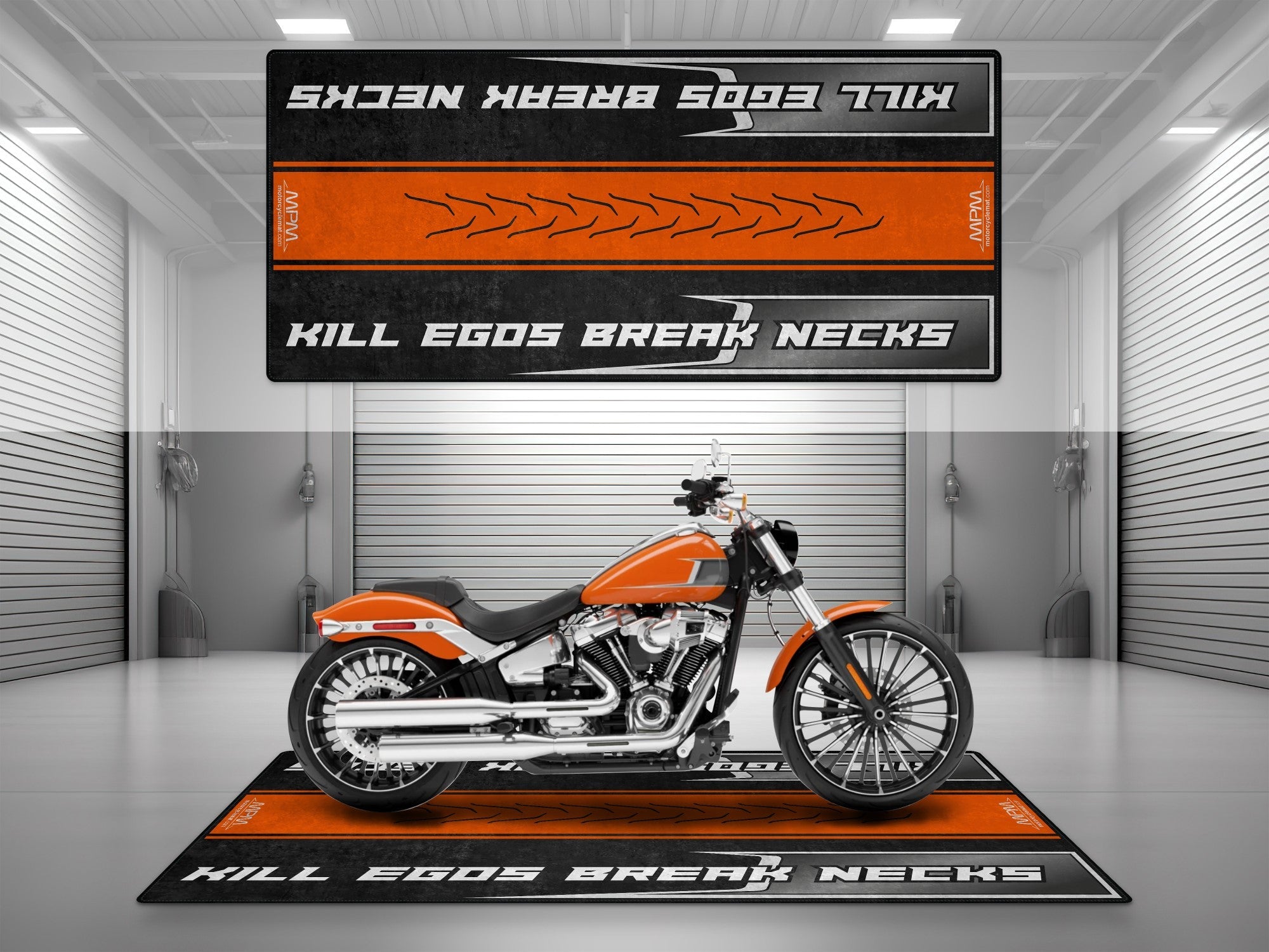 Motorcycle Mat for Cruiser Motorcycle "Kill Egos Break Necks" - MM739