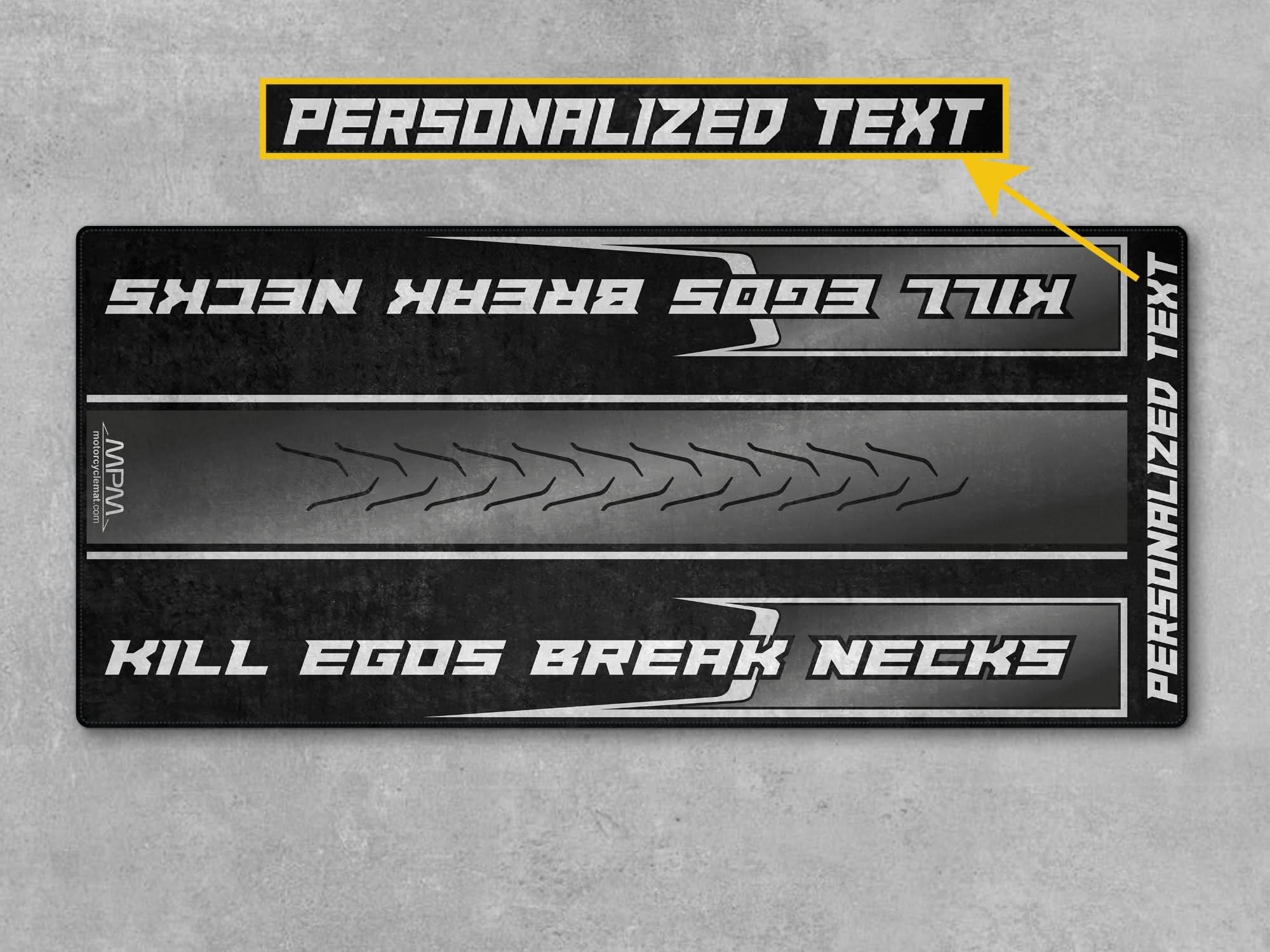Motorcycle Mat for Cruiser Motorcycle "Kill Egos Break Necks" - MM739