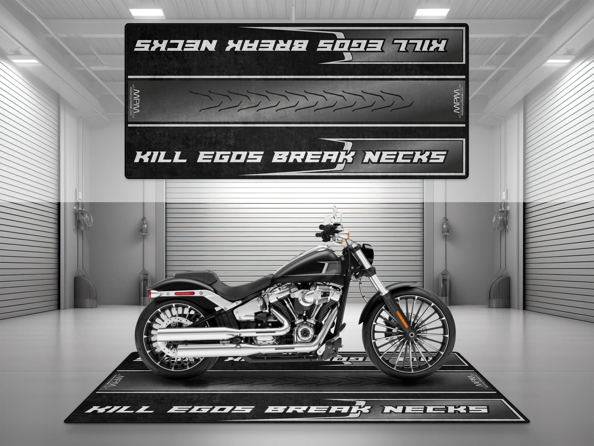 Motorcycle Mat for Cruiser Motorcycle "Kill Egos Break Necks" - MM739