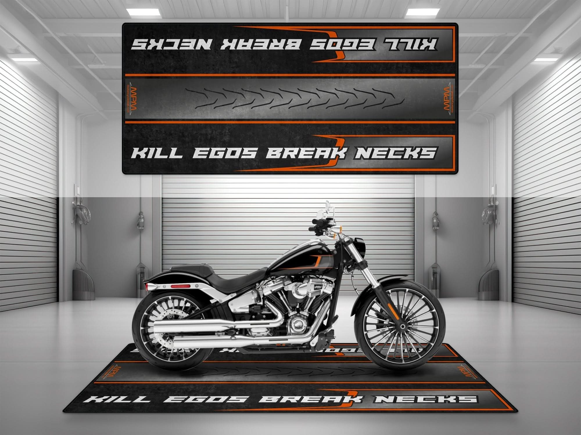 Motorcycle Mat for Cruiser Motorcycle "Kill Egos Break Necks" - MM739