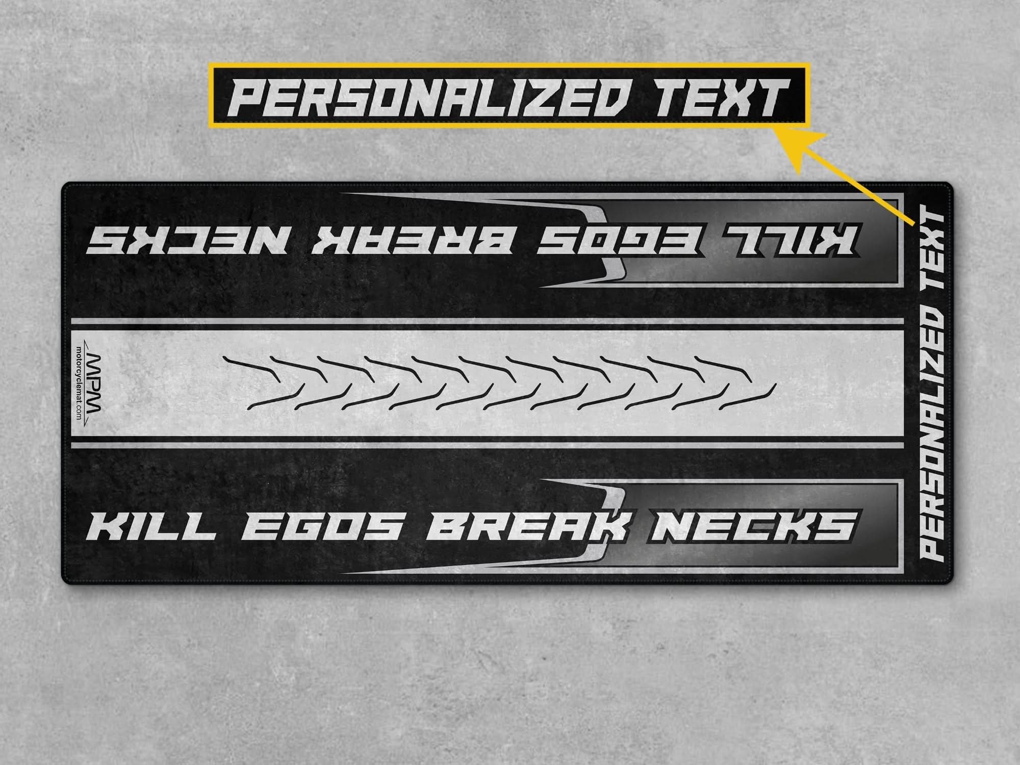 Motorcycle Mat for Cruiser Motorcycle "Kill Egos Break Necks" - MM739