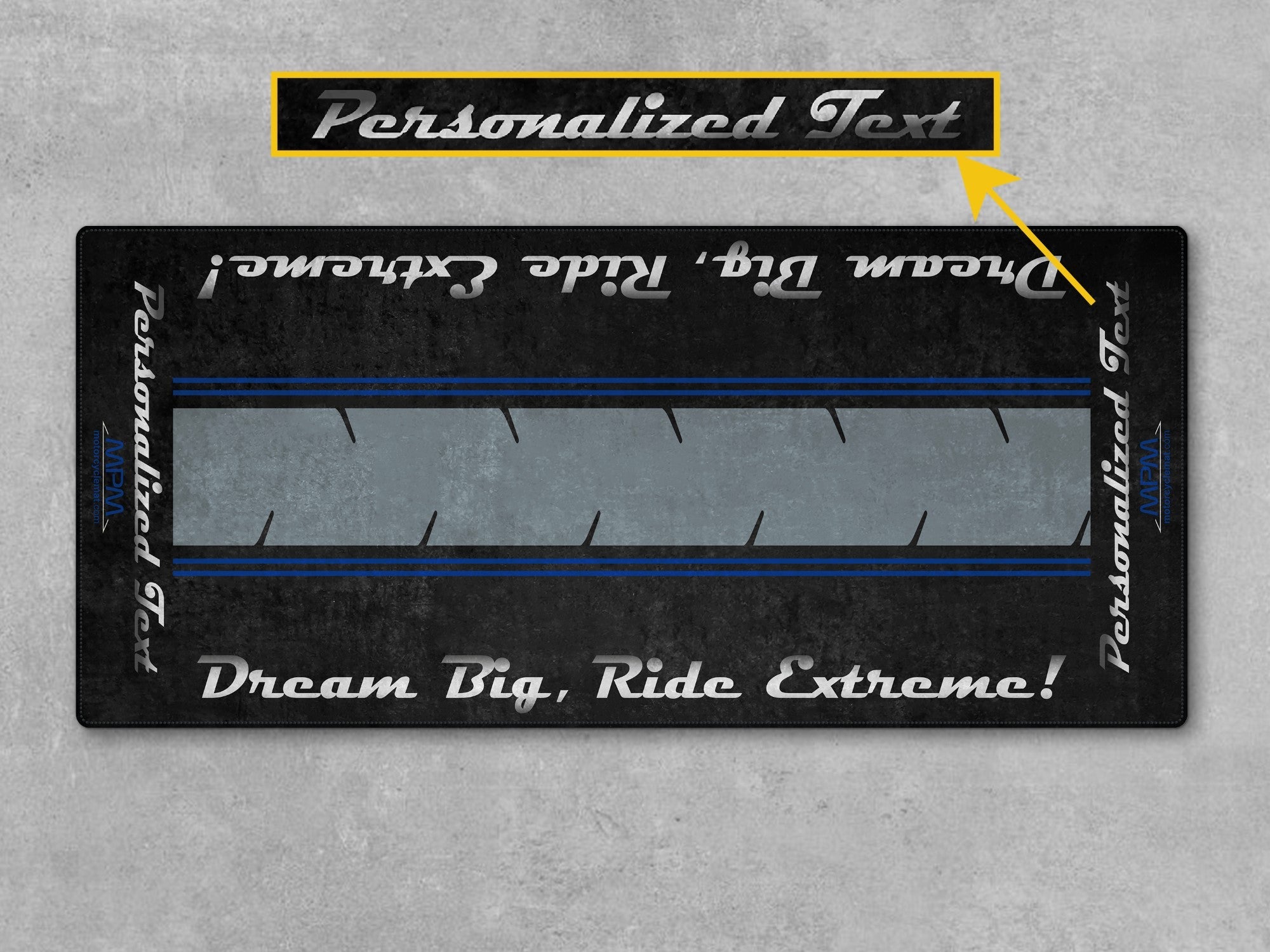 Motorcycle Mat For Cruiser Motorcycle "Dream Big, Ride Extreme" - MM731