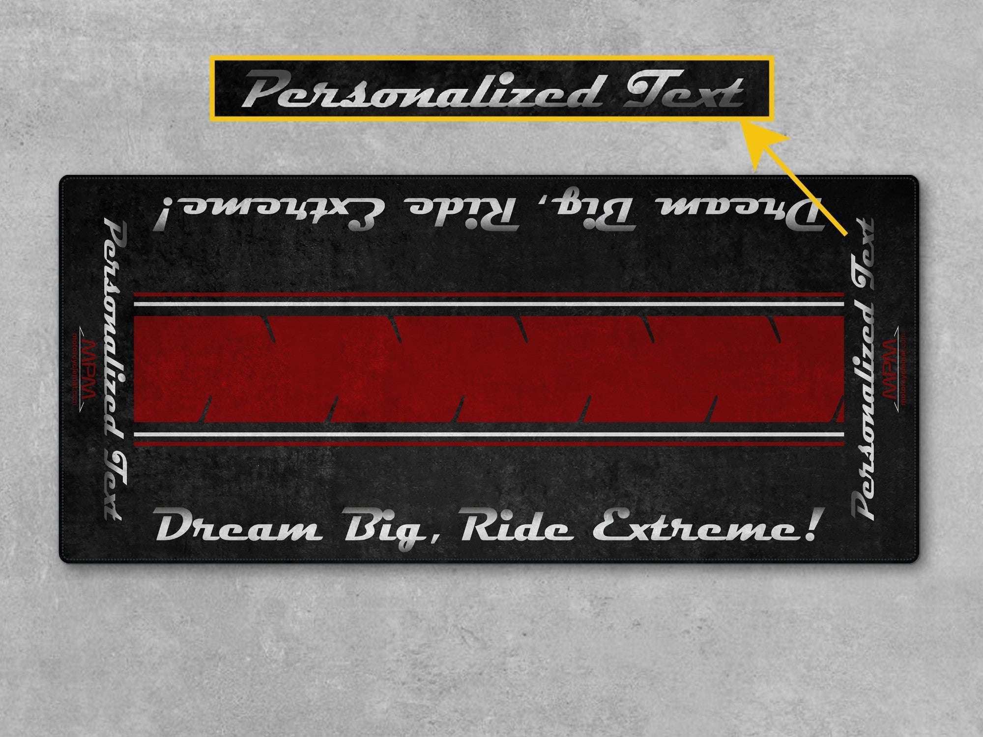 Motorcycle Mat For Cruiser Motorcycle "Dream Big, Ride Extreme" - MM731