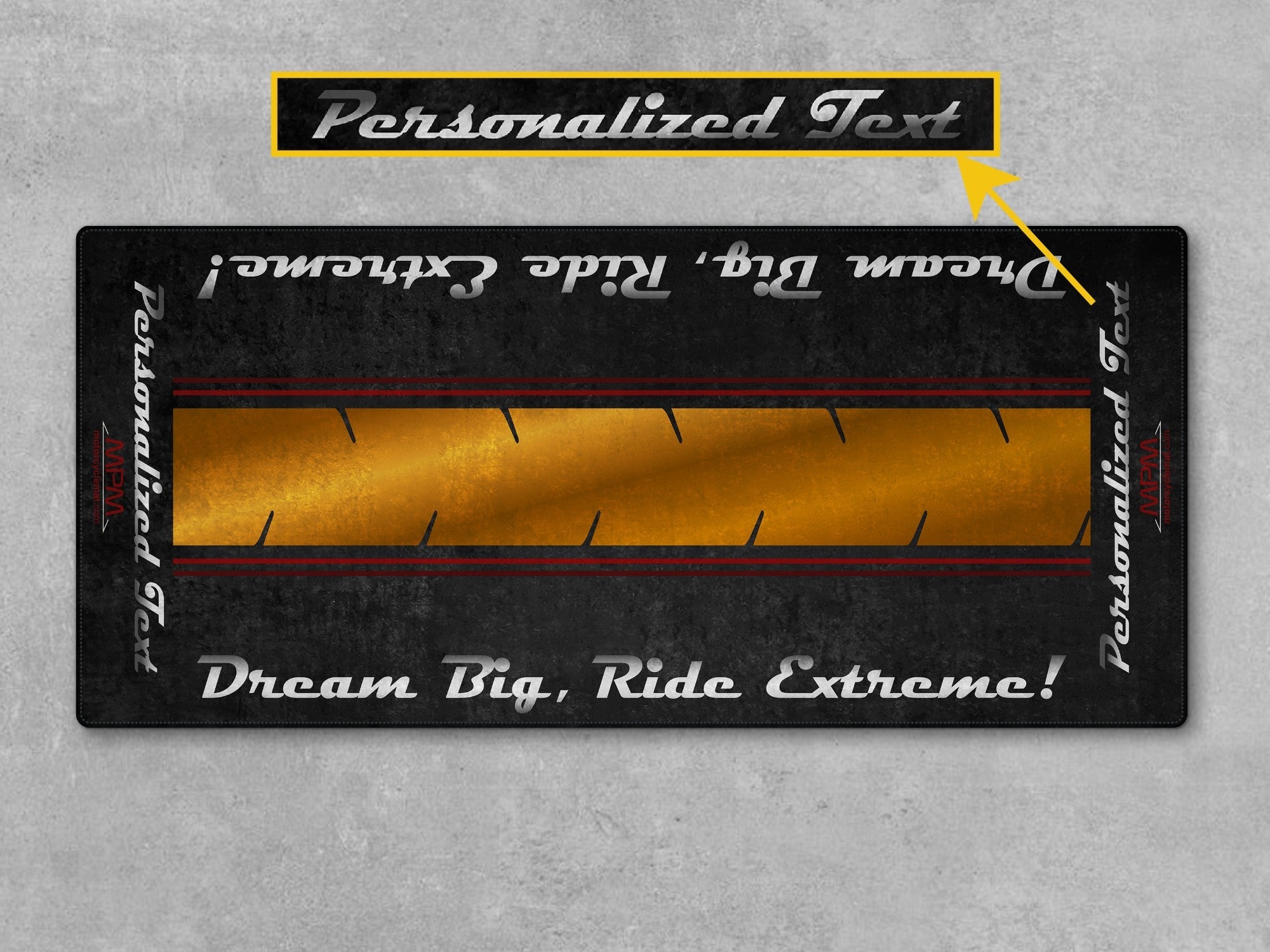 Motorcycle Mat For Cruiser Motorcycle "Dream Big, Ride Extreme" - MM731