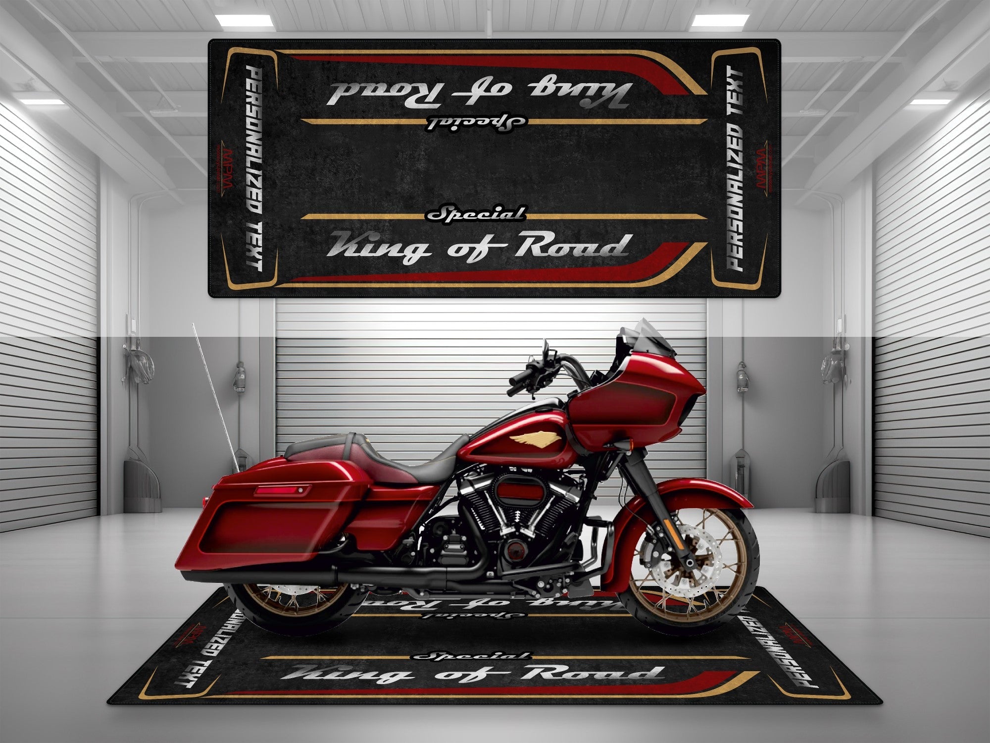 Motorcycle Mat for Cruiser Motorcycle "Special King of Road" - MM7346