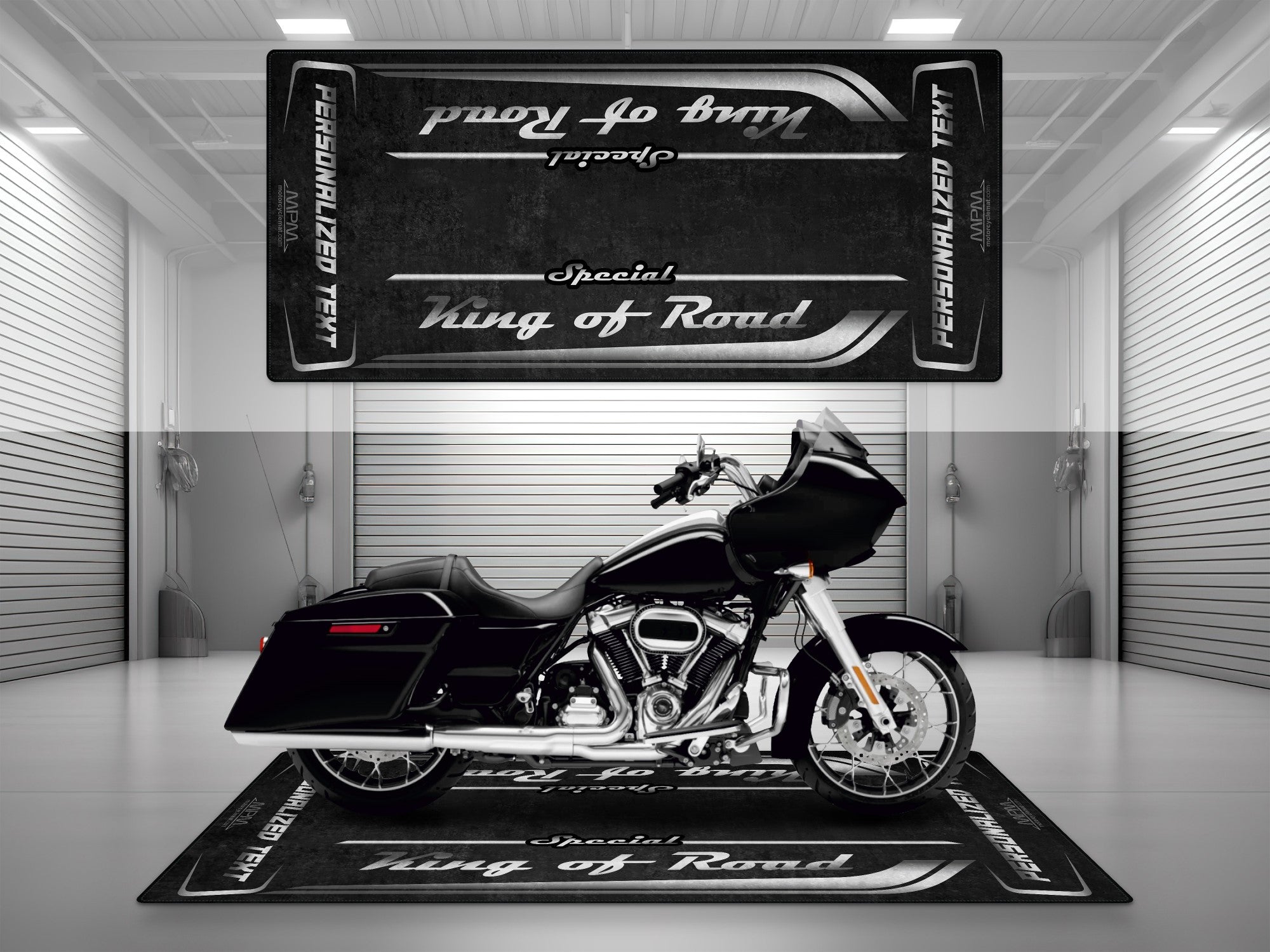 Motorcycle Mat for Cruiser Motorcycle "Special King of Road" - MM7346