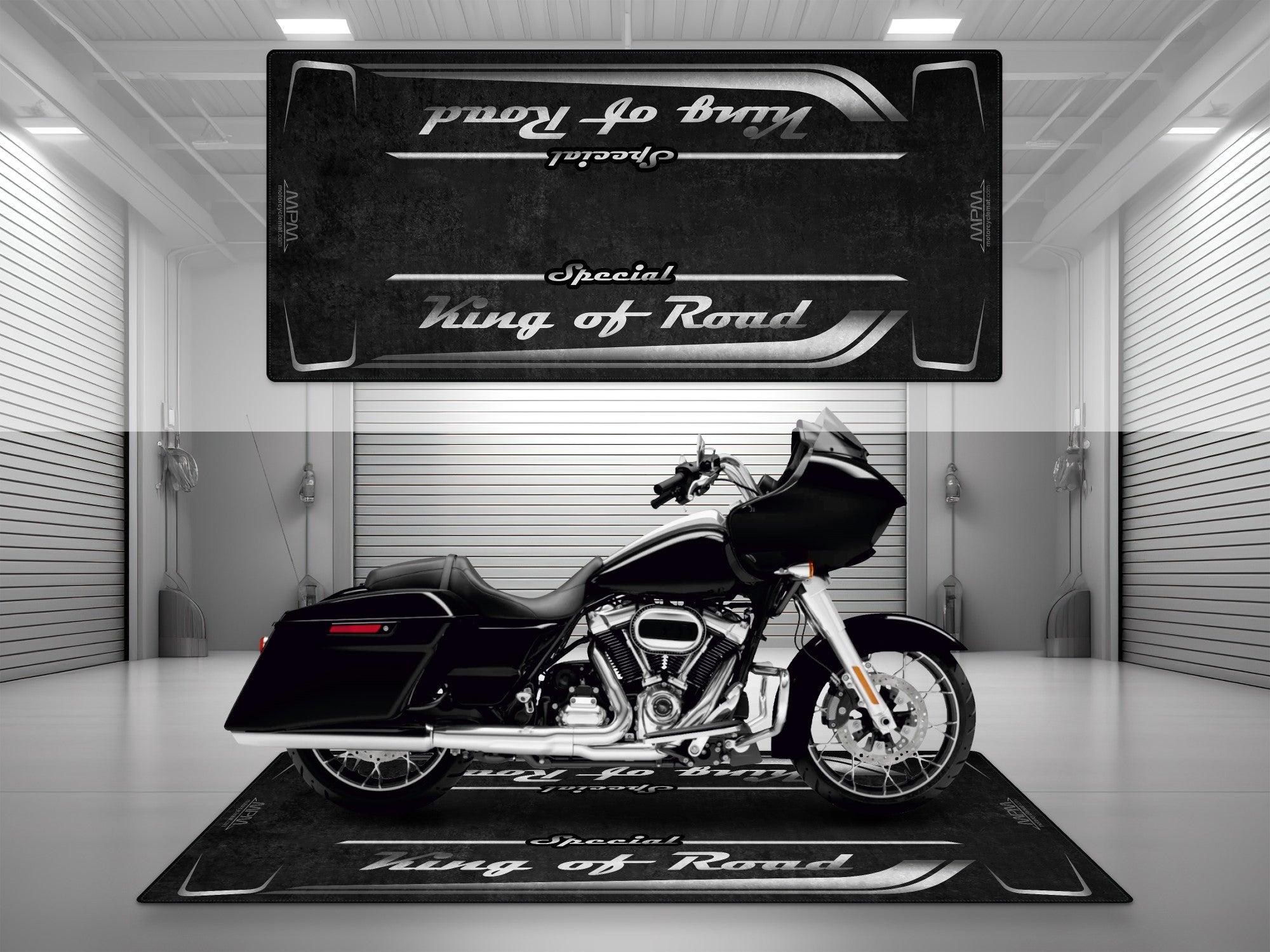 Motorcycle Mat for Cruiser Motorcycle "Special King of Road" - MM7346