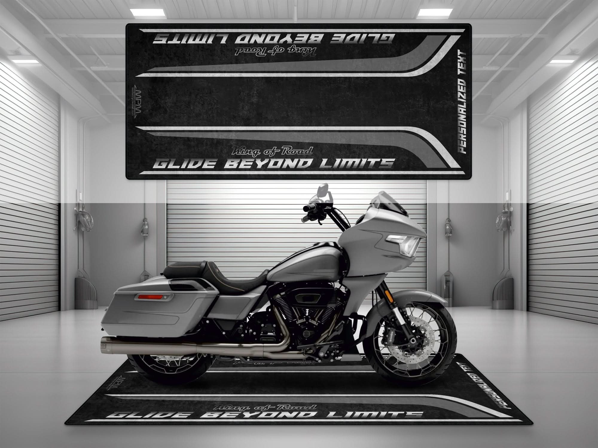 Motorcycle Mat for Cruiser Motorcycle "Glide Beyond Limits - King of Road " - MM735