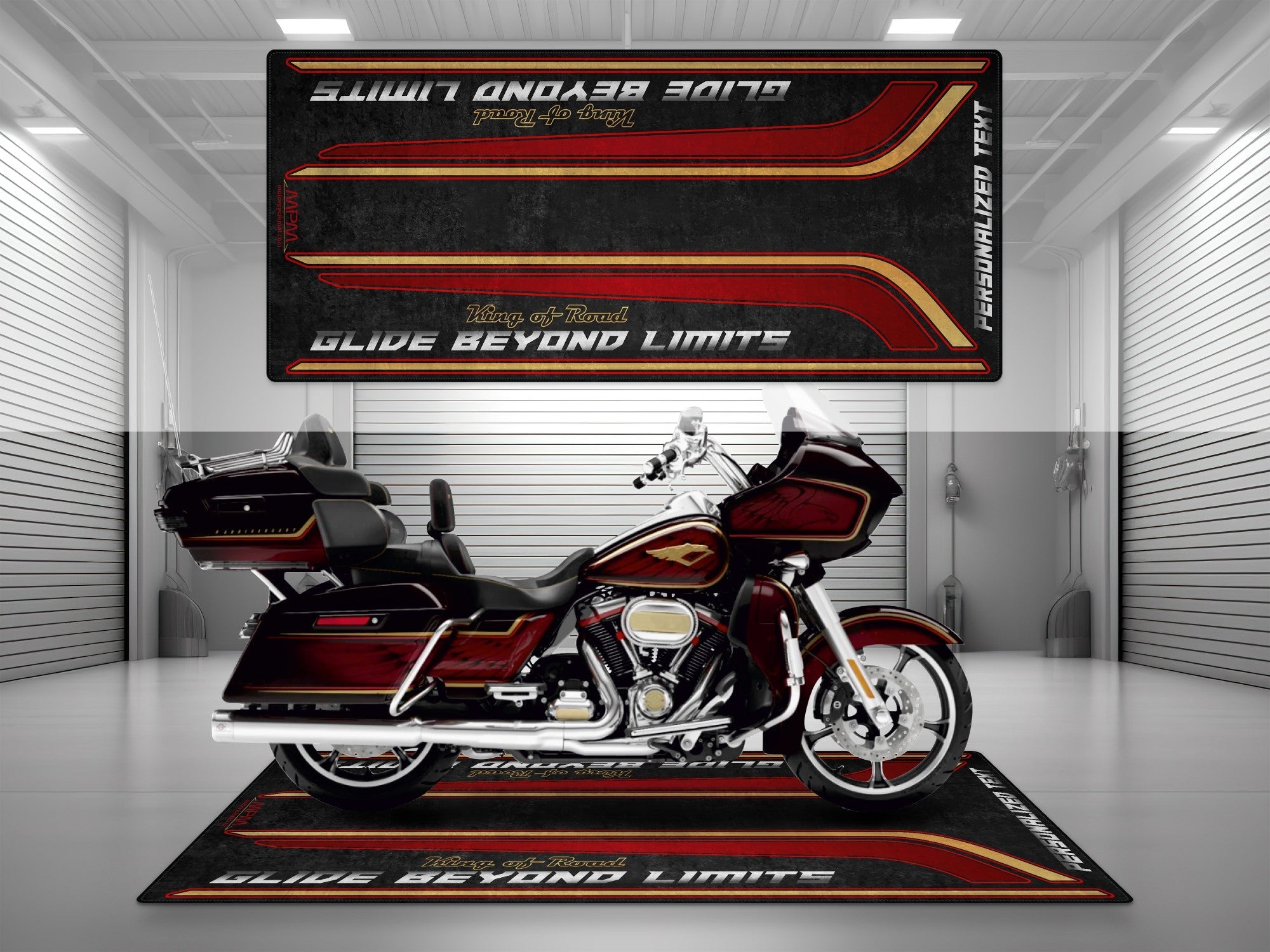 Motorcycle Mat for Special Cruiser Motorcycle "Glide Beyond Limits - King of Road" - MM7351