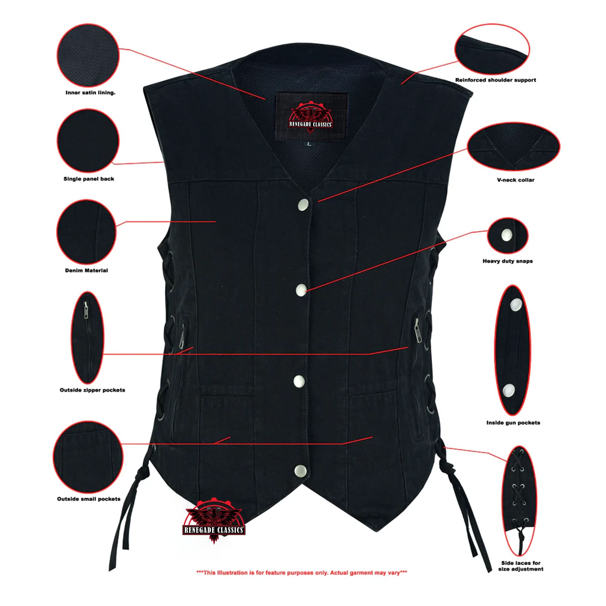 Blackened Black womens denim vest 6