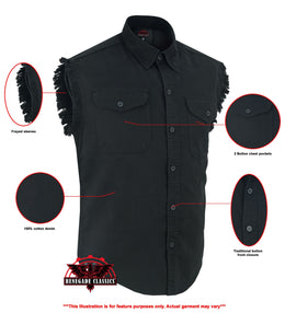 Men's Black Lightweight Sleeveless Mens Denim Shirt