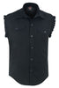 DM6001 Men's Black Lightweight Sleeveless Denim Shirt