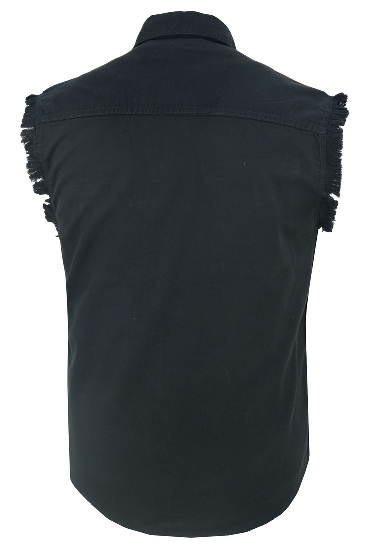 DM6001 Men's Black Lightweight Sleeveless Denim Shirt
