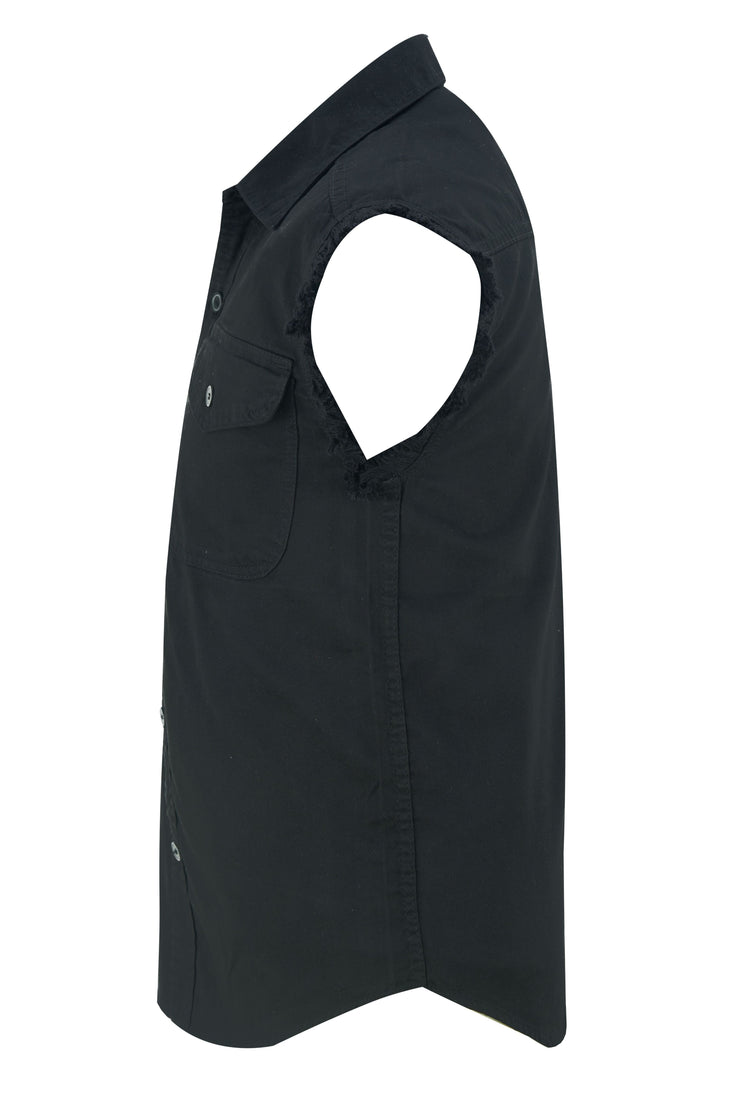 DM6001 Men's Black Lightweight Sleeveless Denim Shirt