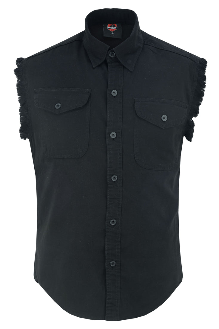 DM6001 Men's Black Lightweight Sleeveless Denim Shirt