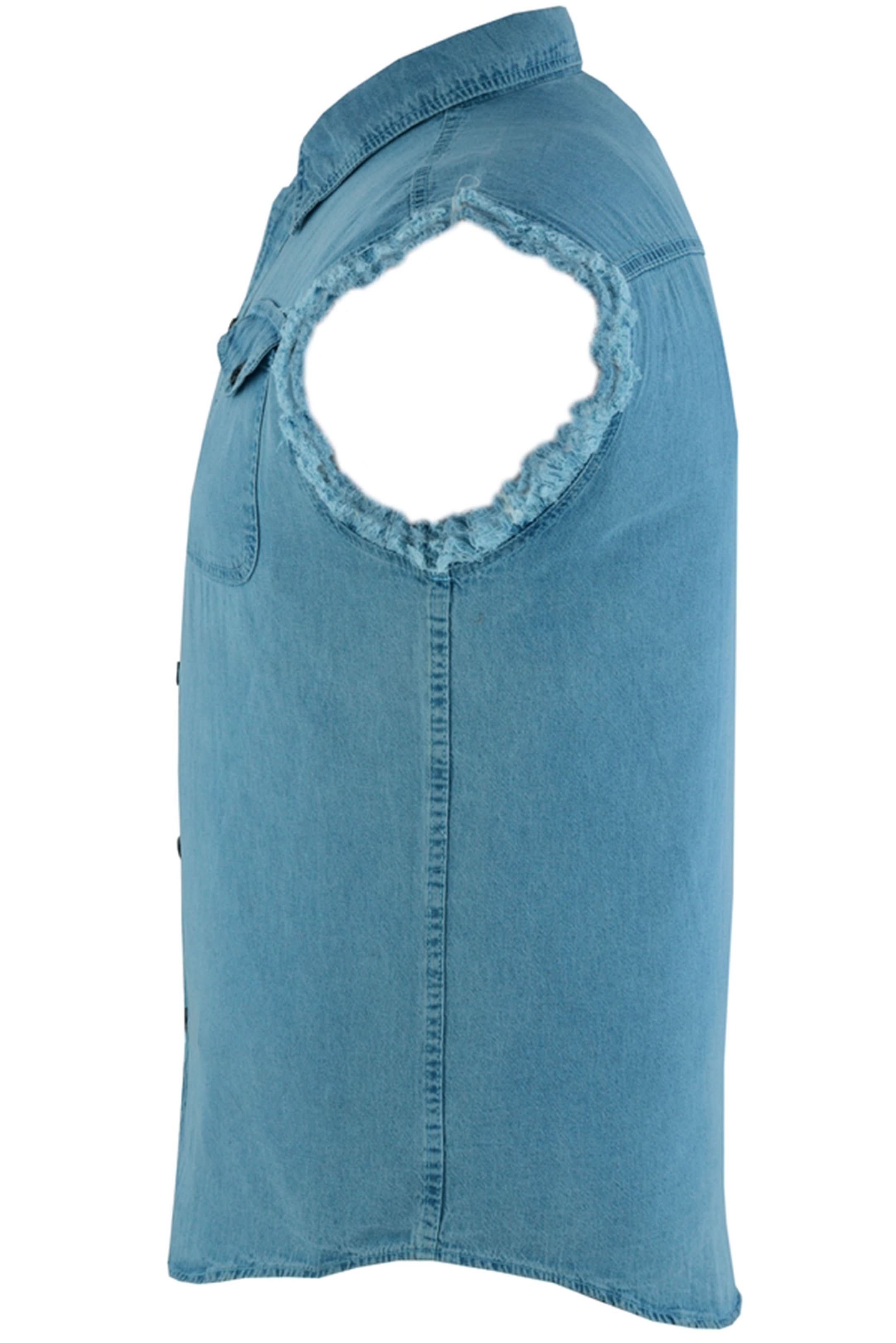 DM Men's Blue Lightweight Sleeveless Mens Denim Shirt Men's Denim Shirt Renegade Classics