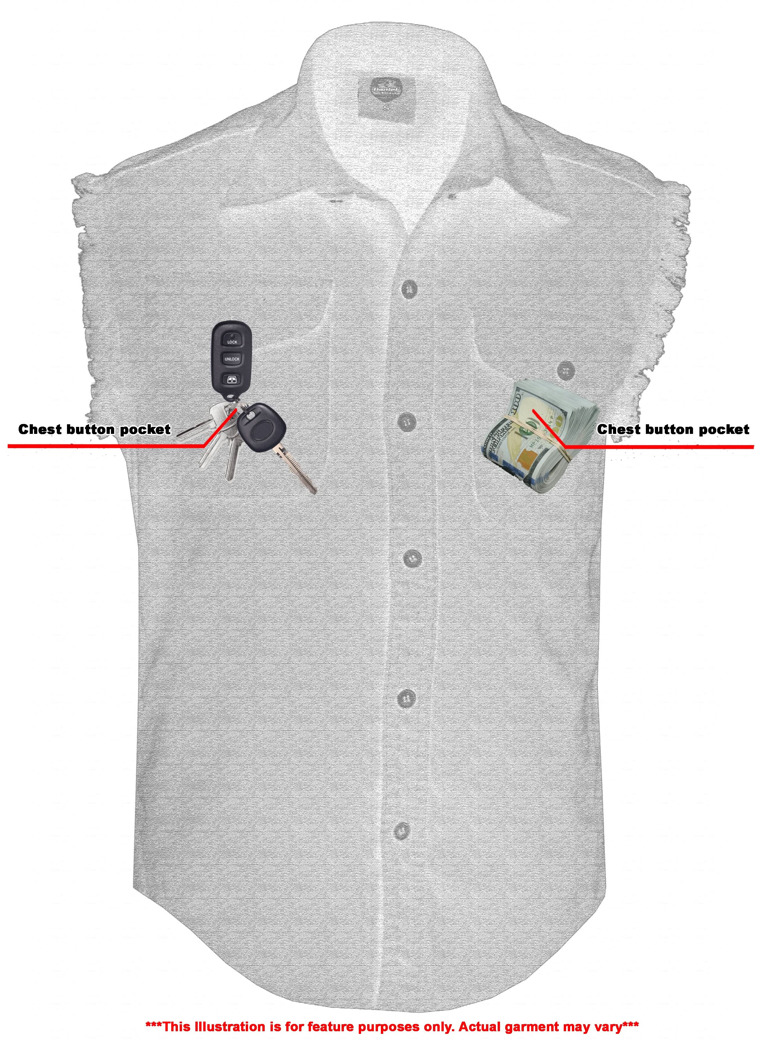 DM Men's Blue Lightweight Sleeveless Mens Denim Shirt Men's Denim Shirt Renegade Classics