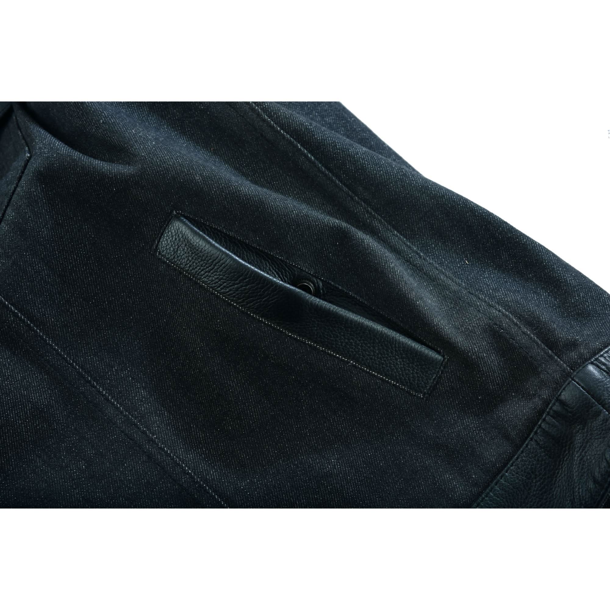 Blackfusion Men's Leather-Denim Combo Motorcycle Vest Men's Denim Vests Renegade Classics