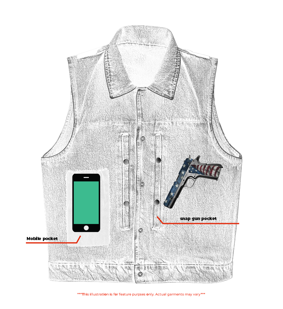 Blackguard Men's Blue Denim Motorcycle Vest Men's Denim Vests Renegade Classics