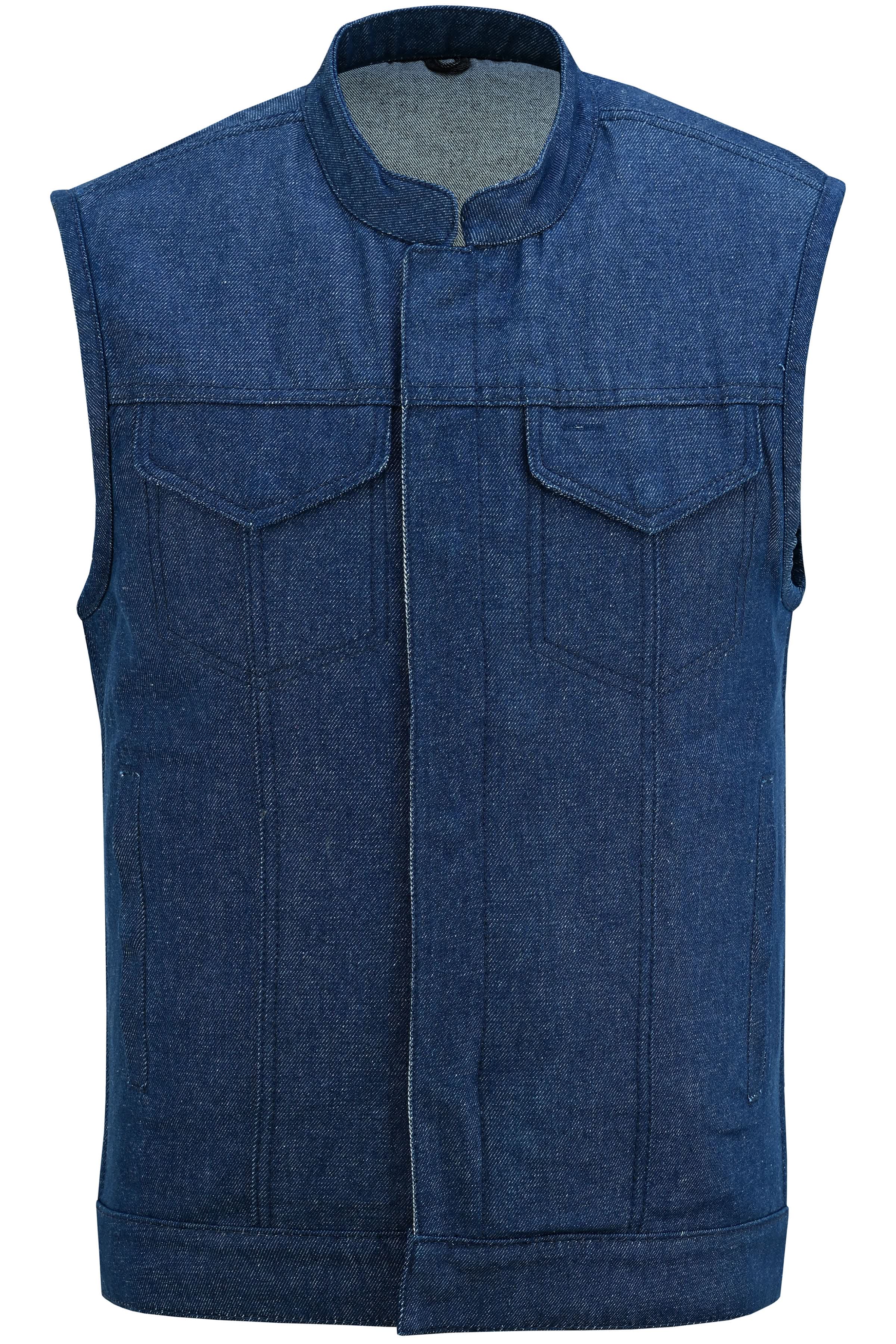 True blue Men's Denim Motorcycle Vest Men's Denim Vests Renegade Classics